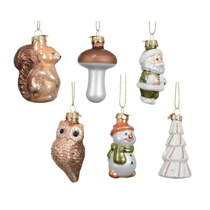 PENDENTI ALBERO VETRO H.7.5CM. 6 ASSORTITI